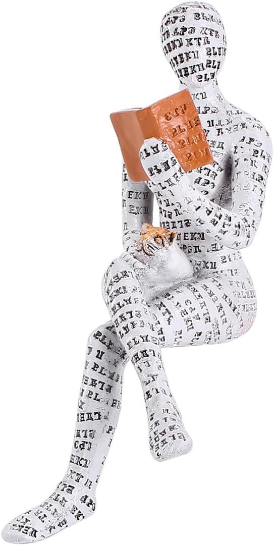 Home Decor Thinker Statue Pulp Reading Women Aesthetic Bookworms Abstract Sculpture Decoration for Home, Office, Living Room2
