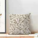 AEIOAE Brown Floral Pillow Covers 18x18 Inch Set of 2, Chinoiserie Cream Vintage Flower Throw Pillows Case, Boho Spring Outdoor Decorative Farmhouse Decor Cushion Covers for Home Sofa Bed Couch