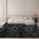 5x7 Plush Fluffy Area Rugs, Large Soft Carpet, Upgraded Non-Slip Rectangular Rug for Living Room, Bedroom, Kids Room, Dorm,Modern Home Decor Aesthetic,Dark Grey. (Black & Gray Tie-dye)