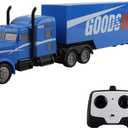 Vokodo RC Semi Truck and Trailer 18 Inch 2.4Ghz Fast Speed 1:16 Scale Rechargeable Battery Remote Control Tractor Tanker Hauler Car Big Rig 18 Wheeler Toy for 3 4 5 6 7 8 Year Boys Kids (Blue)