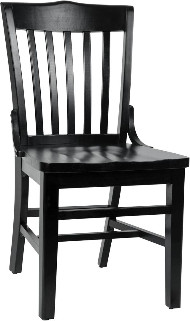 Flash Furniture Hercules School House Back Metal Restaurant Chair - Black Wood Seat - Black Frame, 21.5"Dx18.5"Wx35"H