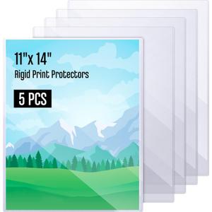 Henoyso 5 Pcs 11x14 Inch PVC Rigid Print Protectors, Heavy Duty Hard Plastic Poster Sleeves for Prints, Magazines, Photos & Paper, Ideal Rigid Menu Covers Paper Page Protectors