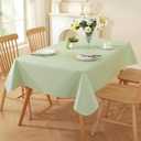 Rectangle Table Cloth, Waterproof Vinyl Tablecloth with Flannel Backing, Wipeable Reusable Plastic Table Cover for Party Picnic Camping Indoor and Outdoor (Light Green, 52 x 70 inch)