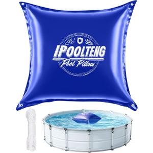 4 x 4 Ft Pool Pillows for Above Ground Pool, 0.5mm PVC Cold-Resistant Pool Pillow with Dual-Inflation Valve, Pool Cover Air Pillow with 65.6 Ft Rope for Supporting Pool Cover (1-Pack)