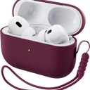 ORNARTO Compatible with AirPods Pro 2 Case 2022, Full Protective Hybrid Silicone for AirPods Pro 2nd Generation Case, Front LED Visible Skin Cover-Red