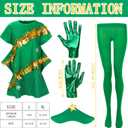 4 Pcs Christmas Tree Costume Set for Women Xmas Outfit Dress Christmas Tree Hat Short Satin Gloves Green Tights