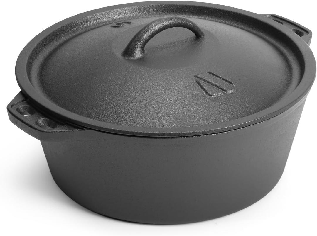 3 QT Cast Iron Dutch Oven with Lid  Pre-Seasoned Round Pot for Baking Bread, Stews & Camping  Small Dutch Oven for Oven, Stove, and Campfire Cooking