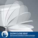 Bemis 7300SLEC Slow Close Toilet Seat, Easy Clean Hinges and Durable Plastic Seat, Made in USA, Elongated, White