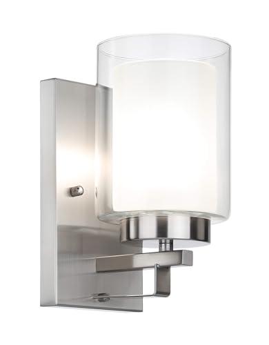 XiNBEi Lighting Wall Light 1 Light Bathroom Vanity Lighting with Dual Glass Shade in Brushed Nickel Indoor Modern Wall Mount Light Suitable for Bathroom & Living Room XB-W1195-1-BN, Broken