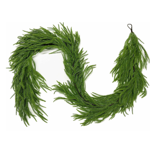 9FT Christmas Garlands Norfolk Pine Garland Real Touch Artificial Faux Greenery Garland for Holiday Indoor Outdoor Decor