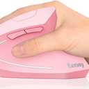 Lekvey Ergonomic Mouse, Vertical Wireless Mouse, Rechargeable 2.4 GHz USB Optical Carpal Tunnel Mice : 800/1200 / 1600 DPI, 6 Buttons, for Laptop, PC, Mac, Computer, Desktop, Notebook etc, Pink