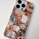 Autumn Collage Pumpkin Witch Halloween Case for iPhone 16 Pro Max, Retro Aesthetic TPU Bumper Cover
