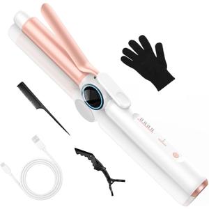 Cordless Curling Iron, 4 Temps Setting 9000 mAhUSB Rechargeable Cordless Hair Curlers, 280F-400F Travel Cordless Curling Wand, Wireless Ceramic Hair Styling Tools Hot Rollers Hair Curlers