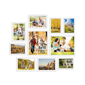 BESCRCL 10 Pack Picture Frames Collage Wall Decor, Gallery Wall Frame Set for Tabletop or Wall Mounting Display, Multi Size with Two 8x10, Four 5x7, and Four 4x6 Photo Frames, White