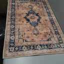 Washable 2x3 Small Area Rug: Vintage Indoor Soft Non Slip Door Mat Stain Resistant Carpet for Bedroom Living Room Light Weight Floor Mat for Kitchen Bathroom - Perfect for Homes with Pets (2x3,Orange)