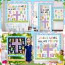 2 x Easter Christian Bulletin Board Set Jesus Loves All His Classroom Decorations Bunny Cross Eggs Religious Bulletin Board Cutouts for Easter Spring Sunday School Church Chalkboard Decor Supplies
