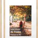 KINLINK A2 Picture Frames Natural, Solid Wood Frames with Acrylic Plexiglass 16.5 x 23.5 Frame for Pictures A3 with Mat or A2 without Mat Wall Mounting Display, Set of 2