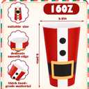 50Pcs Christmas Santa Plastic Cups, 16 oz Santa Belt Design Red Black White Disposable Drinking Cup Xmas Holiday Party Drinkware Table Decor for Xmas Winter Party Beverage Drink Supplies