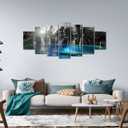 sechars XLARGE 7 Piece Waterfall Canvas Wall Art Black and White Teal Waterfall Landscape Picture Painting for Home Living Room Decor 10"x16"x2pcs+10"x24"x2pcs+10"x28"x2pcs+10"x32"x1pc(total W-70" x H- 32")
