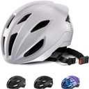 Adult Bike Helmet, SIFVO Road Bike Helmet Adjustable 55-58cm, Magnetic Buckle Lightweight Cycle Helmet for Men and Women Commuting Cycling Scooter Helmet (Silver)