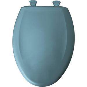 Elongated Closed Front Plastic Toilet Seat with Cover, Easy Clean , Regency Blue
