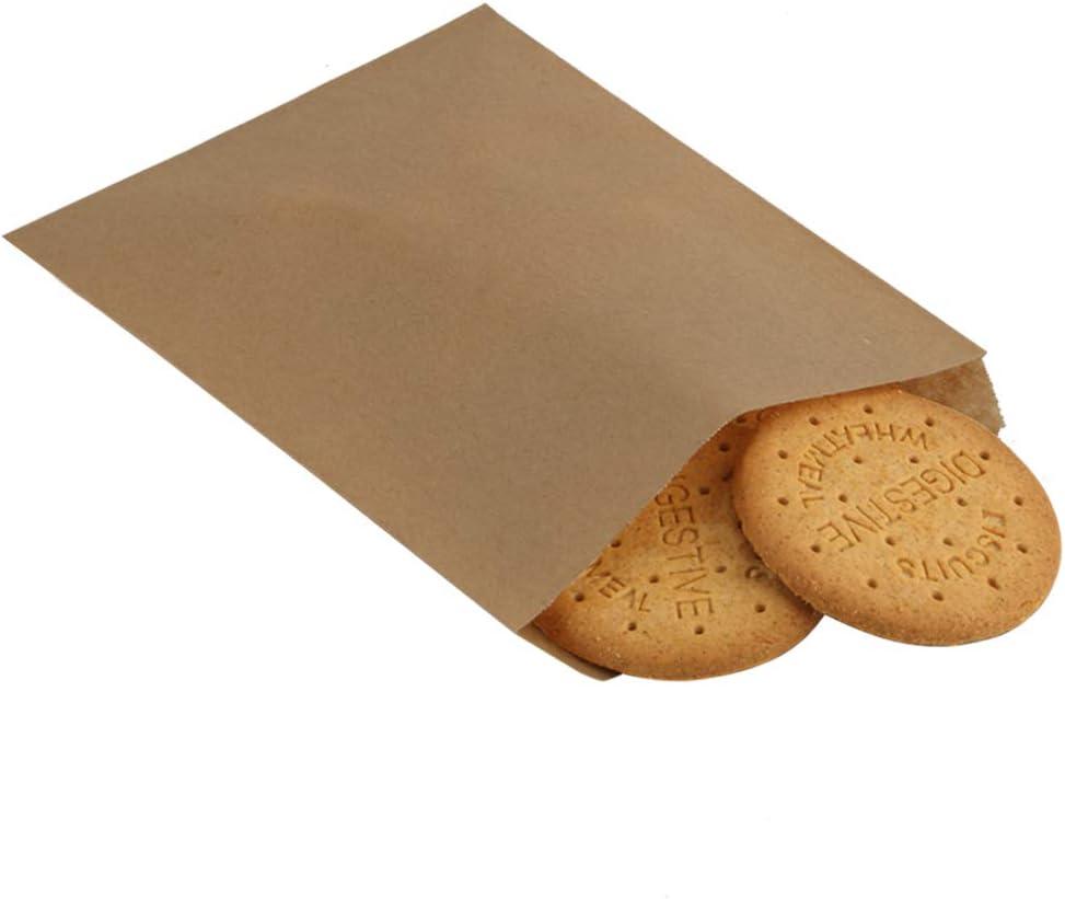 BagDream 5.5x7.75 Inches Kraft Paper Bags Pack of 100 Flat Greaseproof Brown Paper Bags Greaseproof Envelopes for Snack, Cookie,Popcorn, Candy, Party Favor