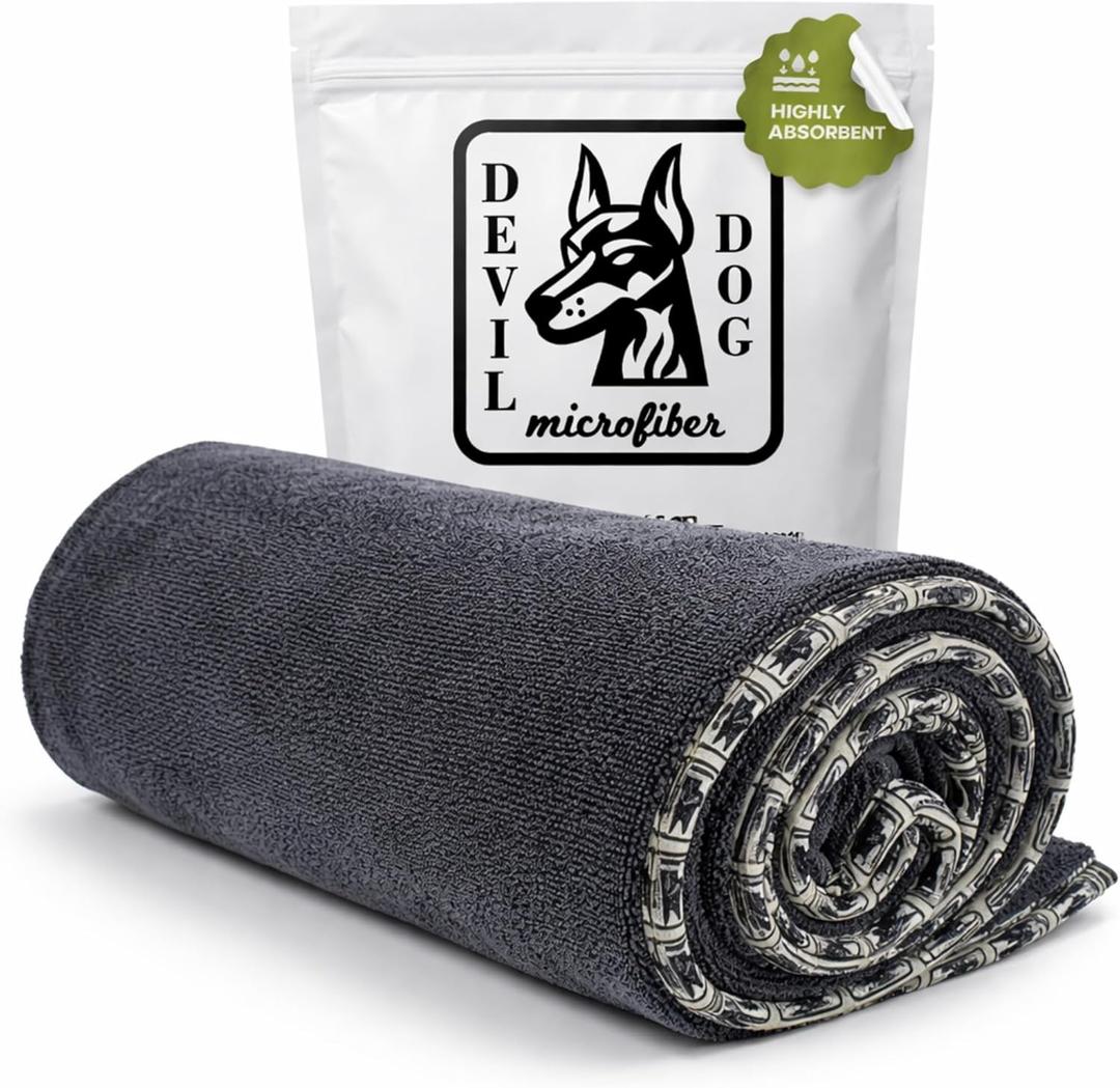 Premium Twisted Loop Drying Towels for Drying Dogs Small 16" x 24" Super Absorbent Microfiber Dog Bath Towel  Quick Dry, Soft  1200 GSM Gray for Pets, Beach, Camping & Travel