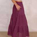 ANRABESS Womens Boho Maxi Skirts,Tiered Eyelet High Waist, Flowy & A-Line for Beach Vacation,Versatile Summer Long Skirt (Red, M)