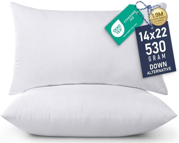Utopia Bedding 14x22 Pillow Inserts, Set of 2, White  Indoor Decorative Throw Pillows for Bed, Sofa & Couch  Soft, Supportive & Fluffy Cushion Inserts