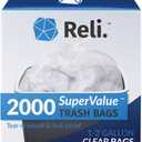 Reli. 1-2 Gallon Trash Bags | 2000 Bags | Clear | Bathroom | Strong | Garbage