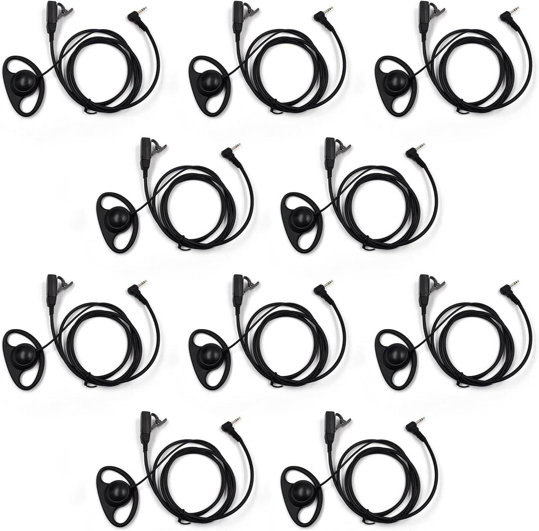 (10-Pack) 1 Pin 2.5MM Microphone G Shape Headset for Motorola T200 T260 T460 T600 T465 MH230R MR350R MC220R MD200TPR MS350R MT352R MT360R Two Way Radio Walkie Talkie