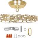 10 Feet Heavy Duty Gold Chain with 5" Light Canopy Kit for Chandelier, Swag Light Kit Light Fixture Mounting Bracket for Hanging Light,L0019