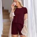 Ekoauer Women 2 Piece Maternity Pajamas Set Lightweight Pregnancy Outfit Ribbed Knit Postpartum Loungewear Set with Pocket (S)