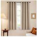 NICETOWN Natural Full Blackout 72" Long Curtains for Kitchen, 52" W Grommet Farmhouse Drapes Insulated Flax Textured Full Light Blocking Window Draperies for Bedroom, 2 Panels Set