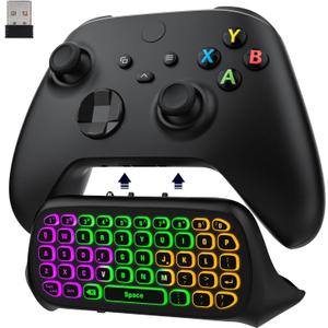 MoKo RGB Backlight Keyboard for Xbox One Controller, Xbox Series X/S, Wireless Chatpad Keypad w/ 2.4G Receiver, Xbox Accessories for Xbox One S/Elite (Colorful)