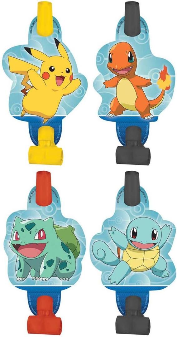 Pokemon Blowouts, 5" - 8 Count - Vibrantly Colored Party Accessory, Perfect for Any Pokemon-Themed Celebration