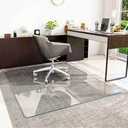 [Tempered Glass] 46" x 55" Glass Chair Mat, Heavy Duty Hard Floor Mat with Round Corner and Polished Edge, Office Chair Mat for Carpet Office Home Hardwood Floor Desk (Transparent)