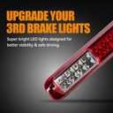 Third 3rd Brake Light, LED High Mount Stop Light for 1999-2007 Chevy Silverado GMC Sierra 1500 2500 3500 HD Classic, Rear Center Cab Roof Tail Cargo Lamp, Red Lens