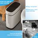 3.7 Gallons Bathroom Trash Can and Toilet Brush Set, 14 Liter Slim Trash Can with Toilet Brush Holder Set for RV, Black lid