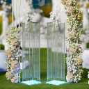 2-Pack: 12" x 12 x 48 Wedding Pillars Columns for Ceremony, Acrylic Flower Stand for Wedding with LED Lights & Crystal Beads for Party, Pillars for Wedding, Decorative Columns for Wedding Ceremony - Ideal for Wedding Planners, Event Venues