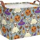 Halloween Candy Witch Hat Storage Basket Gift Baskets with Handles Foldable Decorative Canvas Storage Bin for Living Room Shelves Office 15x10x10 In (color-20)