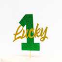St. Patricks Day First Birthday Highchair Banner Cake Topper Set - Green Gold Irish The Lucky One Photo Prop Backdrop,Lucky One 1st Birthday Decorations (Lucky 1 Set)