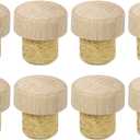 Uxcell 8Pcs T-shaped Stoppers, 0.75inch Diameter Cork Wine Stopper Reusable Wine Bottle Corks Sealing Plug for Wine Beer Beverage Bottle Crafts, Wood Color (19m18 mm)