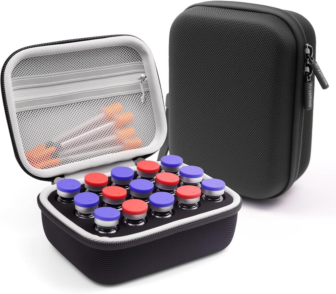 Krypthos 15 Slots Insulin Vial Protector Case, Insulin Vial Organizer Bag for Diabetics Standard 10ml Vials, Insulin Carrying Case Fridge Holder Storage Holder, No Ice Pack