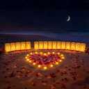 Happy Anniversary Decoration, Light Up Letters Luminaries Signs with Flameless Candles and Fake Rose Petals, Anniversary Romantic Party Decor