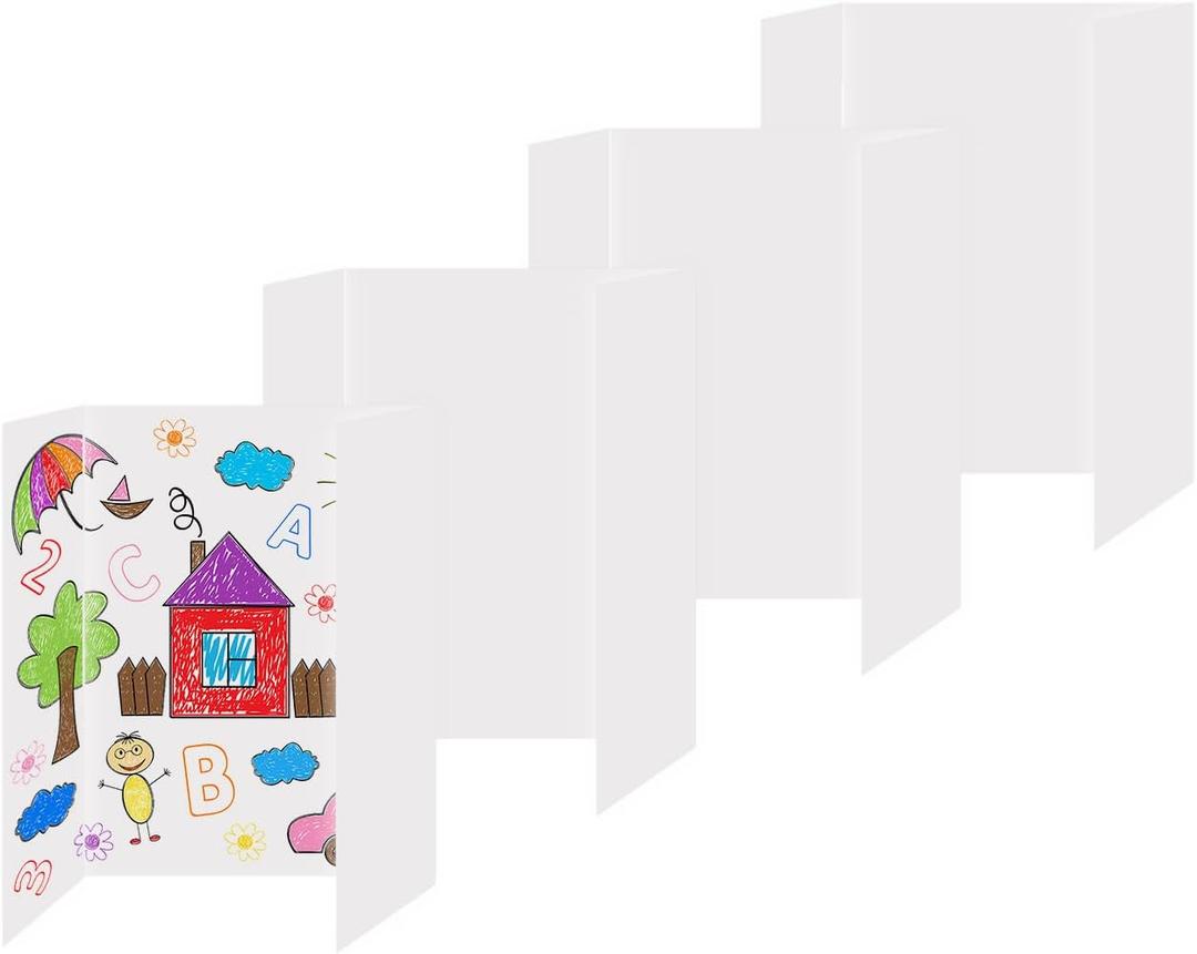 Yeplan 4 Packs Tri-fold Poster Boards with Double Sided Tapes, 21.2x13.8 inches Poster Boards, Corrugated Presentation Boards, Display Boards for School Project, Exhibitions, Business Presentation