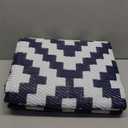 OLANLY Waterproof Outdoor Rug 5x8 ft, Outdoor Plastic Straw Rug for Camping, RV Mat Outside, Indoor Outdoor Carpet for Porch, Deck, Backyard, Balcony, Picnic, Navy & White