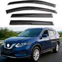 Window Deflectors for Nissan Rogue 2014 2015 2016 2017 2018 2019 2020,Front & Rear Window Visors Rain Guards - 4 Piece Set, Dark Smoke Tint,Tape-On Installation, No Drilling Required