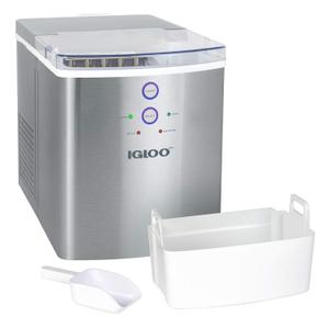 Igloo Electric Countertop Ice Maker Machine - Automatic and Portable - 33 Pounds in 24 Hours - Icecube Maker - Plastic Scoop and Basket - Ideal for Iced Coffee and Cocktails - Stainless Steel