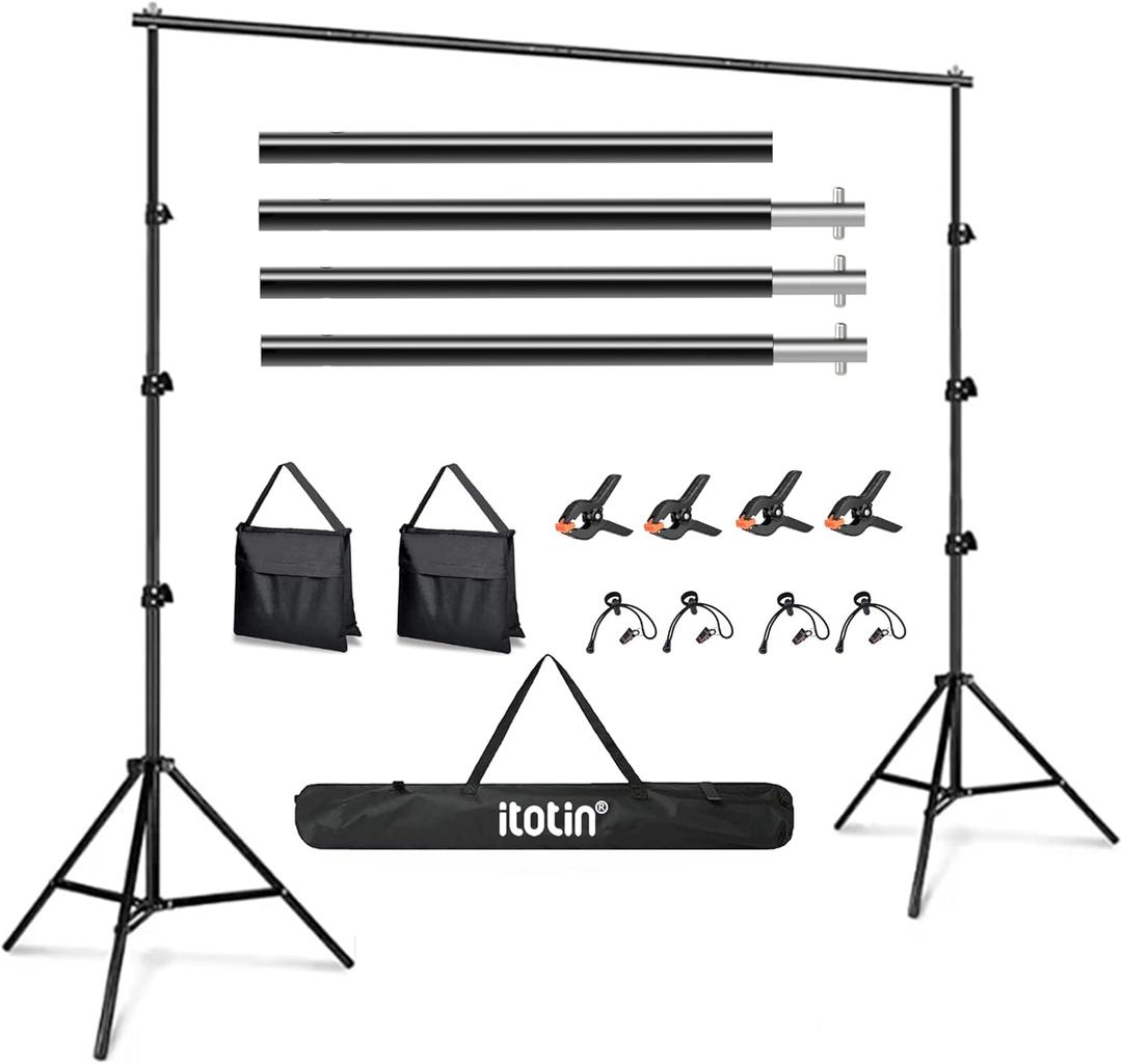 Photo Backdrop Stand 9ft x 10ft Photograhy Adjustable Background Stands Support Kit with Carry Bag for Photo Studio, Photoshoot, Parties, Photographic Equipments (Black)